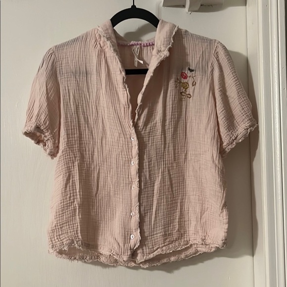 Anthropologie Tops - Anthropologie Pink Shirt with Embroidered